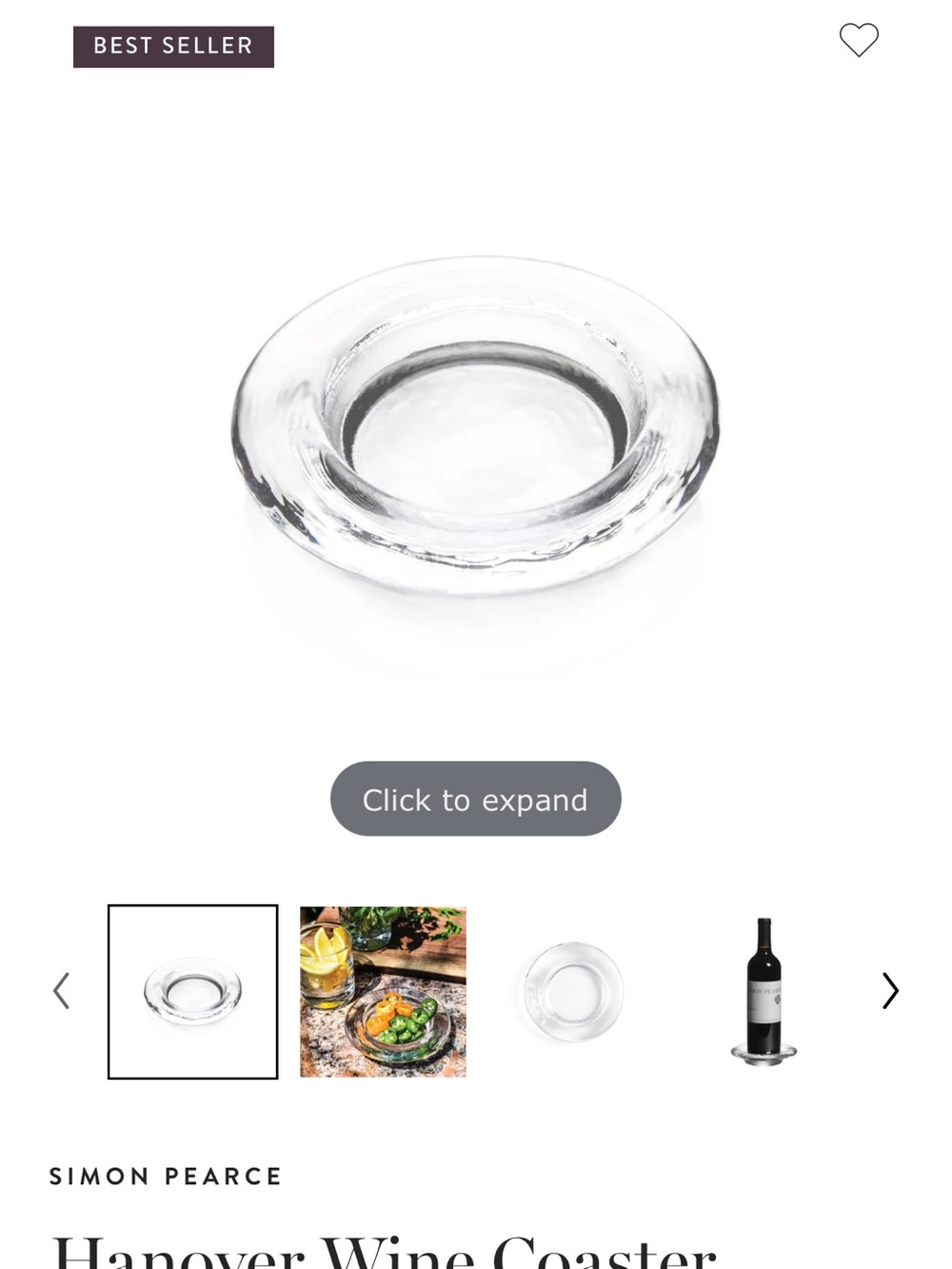 Simon Pearce Clear Glass Round Wine Coaster